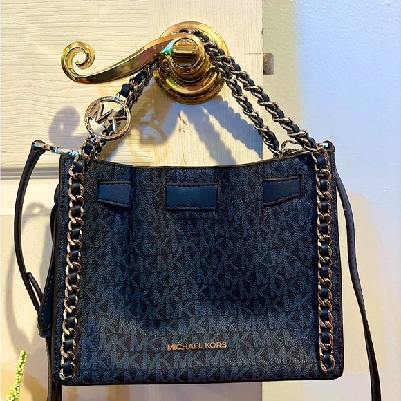 Michael Kors Handbags - Michael Kors Navy and Gold Small Bag